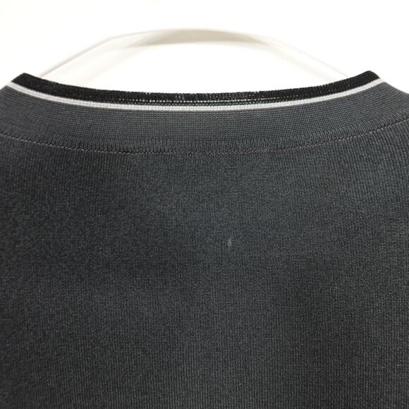 Exclusively Misook Grey Cardigan Open Front Black White Trim Shoulder Pads - Picture 10 of 10